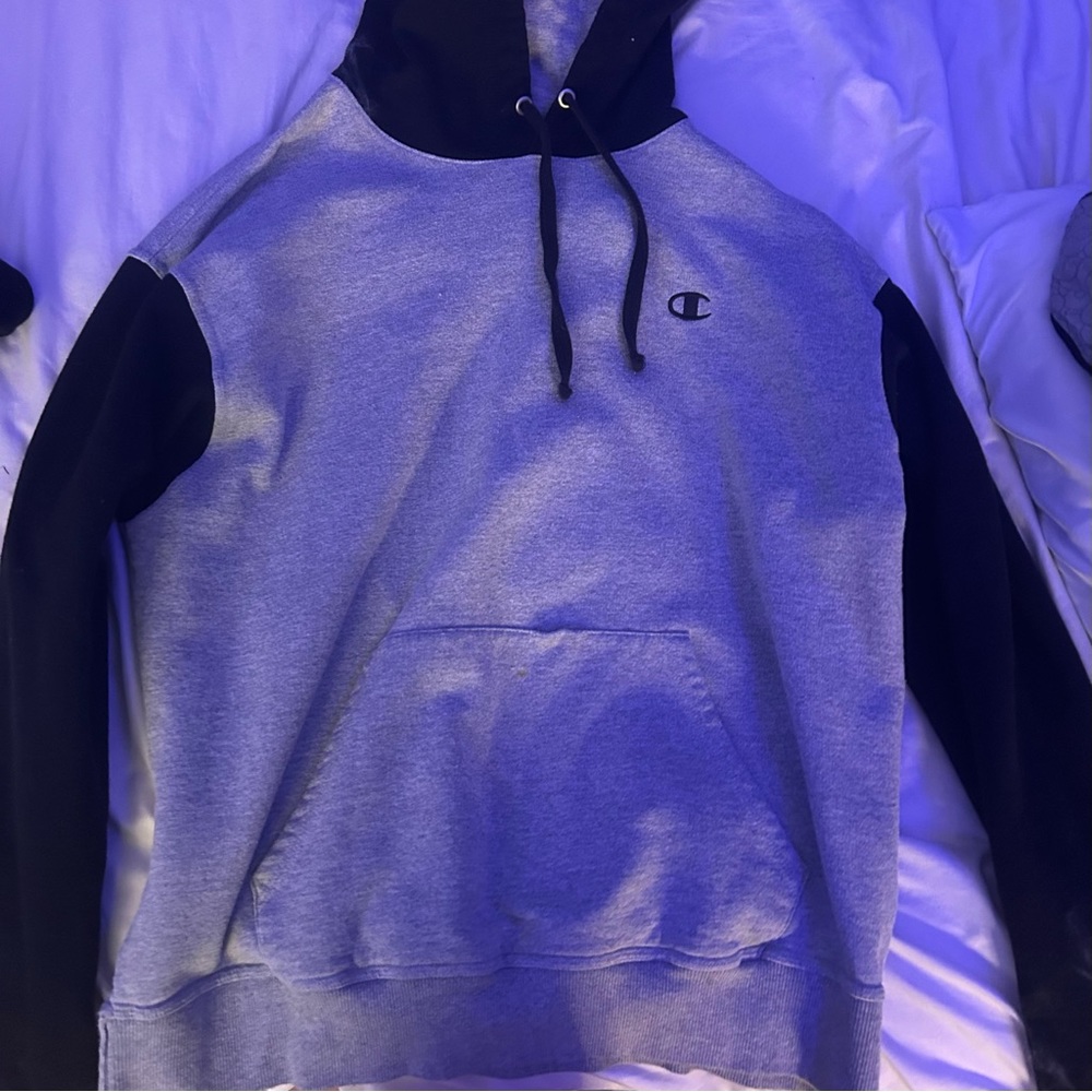 Grey black champion hoodie